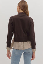 Load image into Gallery viewer, NEWEST ARRIVAL Brown Contrast Mock Neck Sweater
