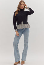 Load image into Gallery viewer, NEWEST ARRIVAL Black Contrast Mock Neck Sweater
