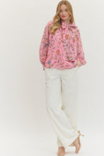 Load image into Gallery viewer, NEWEST ARRIVAL Pink Floral Neck Scarf Blouse
