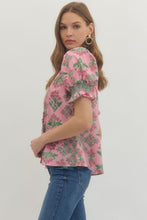 Load image into Gallery viewer, NEWEST ARRIVAL Pink/Green Floral Ruffle Blouse
