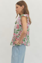Load image into Gallery viewer, NEWEST ARRIVAL Pink/Green Flutter Sleeve Blouse
