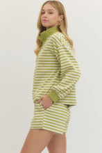 Load image into Gallery viewer, NEWEST ARRIVAL Matcha Green Striped Comfy Shorts Set
