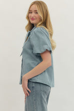 Load image into Gallery viewer, NEWEST ARRIVAL Denim Button Front Neck Scarf Blouse
