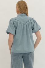 Load image into Gallery viewer, NEWEST ARRIVAL Denim Button Front Neck Scarf Blouse
