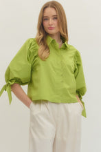 Load image into Gallery viewer, NEWEST ARRIVAL Chartreuse Green Button Down Blouse
