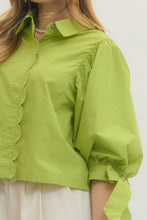 Load image into Gallery viewer, NEWEST ARRIVAL Chartreuse Green Button Down Blouse
