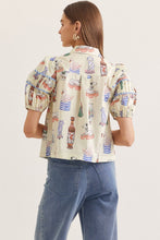 Load image into Gallery viewer, NEWEST ARRIVAL Cream Novelty Print Button Down Blouse
