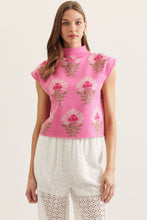 Load image into Gallery viewer, LAST ONE Pink Floral Knit Mock Top
