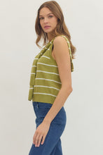 Load image into Gallery viewer, NEWEST ARRIVAL Matcha Green Striped Knit Scarf Sleeveless Top
