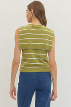 Load image into Gallery viewer, NEWEST ARRIVAL Matcha Green Striped Knit Scarf Sleeveless Top
