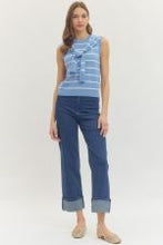 Load image into Gallery viewer, NEWEST ARRIVAL Blue Striped Knit Scarf Sleeveless Top
