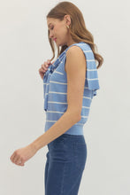 Load image into Gallery viewer, NEWEST ARRIVAL Blue Striped Knit Scarf Sleeveless Top
