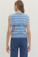 Load image into Gallery viewer, NEWEST ARRIVAL Blue Striped Knit Scarf Sleeveless Top
