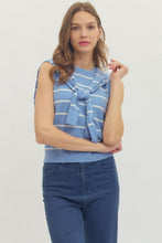 Load image into Gallery viewer, NEWEST ARRIVAL Blue Striped Knit Scarf Sleeveless Top
