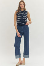 Load image into Gallery viewer, LAST ONE Navy Striped Knit Scarf Sleeveless Top
