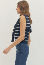 Load image into Gallery viewer, LAST ONE Navy Striped Knit Scarf Sleeveless Top
