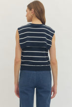 Load image into Gallery viewer, LAST ONE Navy Striped Knit Scarf Sleeveless Top

