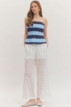 Load image into Gallery viewer, NEWEST ARRIVAL Navy/Blue Striped Peplum Strapless Top
