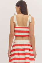 Load image into Gallery viewer, NEWEST ARRIVAL Red/Cream Striped Crop Midi Skirt Set
