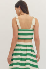 Load image into Gallery viewer, NEWEST ARRIVAL Green/Cream Striped Crop Midi Skirt Set
