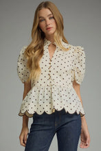 Load image into Gallery viewer, NEWEST ARRIVAL Polka Dot Peplum Scallop Blouse
