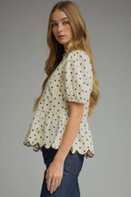 Load image into Gallery viewer, NEWEST ARRIVAL Polka Dot Peplum Scallop Blouse
