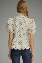 Load image into Gallery viewer, NEWEST ARRIVAL Polka Dot Peplum Scallop Blouse
