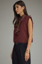 Load image into Gallery viewer, NEWEST ARRIVAL Burgundy Knit Polka Dot Scarf Top
