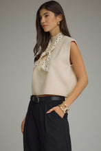 Load image into Gallery viewer, NEWEST ARRIVAL Ecru Cream/Brown Polka Dot Neck Knit Top
