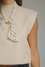 Load image into Gallery viewer, NEWEST ARRIVAL Ecru Cream/Brown Polka Dot Neck Knit Top
