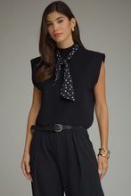 Load image into Gallery viewer, NEWEST ARRIVAL Black Knit Polka Dot Scarf Top
