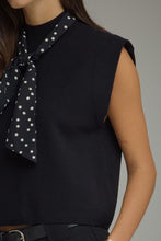 Load image into Gallery viewer, NEWEST ARRIVAL Black Knit Polka Dot Scarf Top
