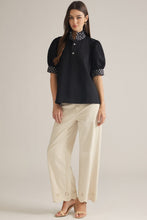 Load image into Gallery viewer, NEWEST ARRIVAL Black Polka Dot Mock Neck Blouse
