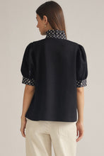 Load image into Gallery viewer, NEWEST ARRIVAL Black Polka Dot Mock Neck Blouse
