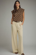 Load image into Gallery viewer, NEWEST ARRIVAL Brown/White Polka Dot Neck Scarf Knit Top
