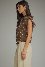 Load image into Gallery viewer, NEWEST ARRIVAL Brown/White Polka Dot Neck Scarf Knit Top
