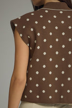 Load image into Gallery viewer, NEWEST ARRIVAL Brown/White Polka Dot Neck Scarf Knit Top
