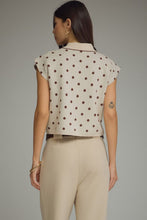Load image into Gallery viewer, NEWEST ARRIVAL Cream/Brown Polka Dot Neck Scarf Knit Top
