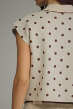 Load image into Gallery viewer, NEWEST ARRIVAL Cream/Brown Polka Dot Neck Scarf Knit Top
