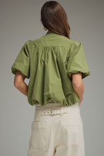 Load image into Gallery viewer, NEWEST ARRIVAL Olive or Wine Bubble Hem Button Front Blouse
