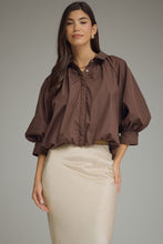 Load image into Gallery viewer, NEWEST ARRIVAL Brown Button Down Voluminous Blouse

