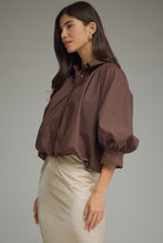 Load image into Gallery viewer, NEWEST ARRIVAL Brown Button Down Voluminous Blouse

