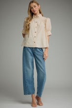 Load image into Gallery viewer, NEWEST ARRIVAL Cream Puff Sleeve Button Down Blouse
