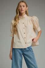 Load image into Gallery viewer, NEWEST ARRIVAL Cream Puff Sleeve Button Down Blouse
