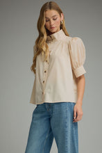 Load image into Gallery viewer, NEWEST ARRIVAL Cream Puff Sleeve Button Down Blouse
