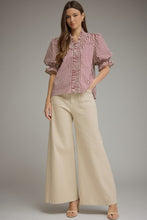 Load image into Gallery viewer, NEWEST ARRIVAL Striped Smocked Trim Blouse
