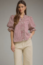 Load image into Gallery viewer, NEWEST ARRIVAL Striped Smocked Trim Blouse
