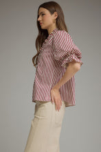 Load image into Gallery viewer, NEWEST ARRIVAL Striped Smocked Trim Blouse
