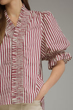 Load image into Gallery viewer, NEWEST ARRIVAL Striped Smocked Trim Blouse
