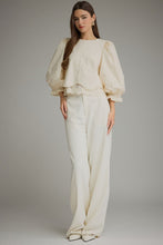 Load image into Gallery viewer, NEWEST ARRIVAL Ecru Off White Balloon Sleeve Lace Trim Blouse
